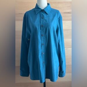 Penmans Size Large Ink Blue made in Cambodia teal long sleeve button-up shirt